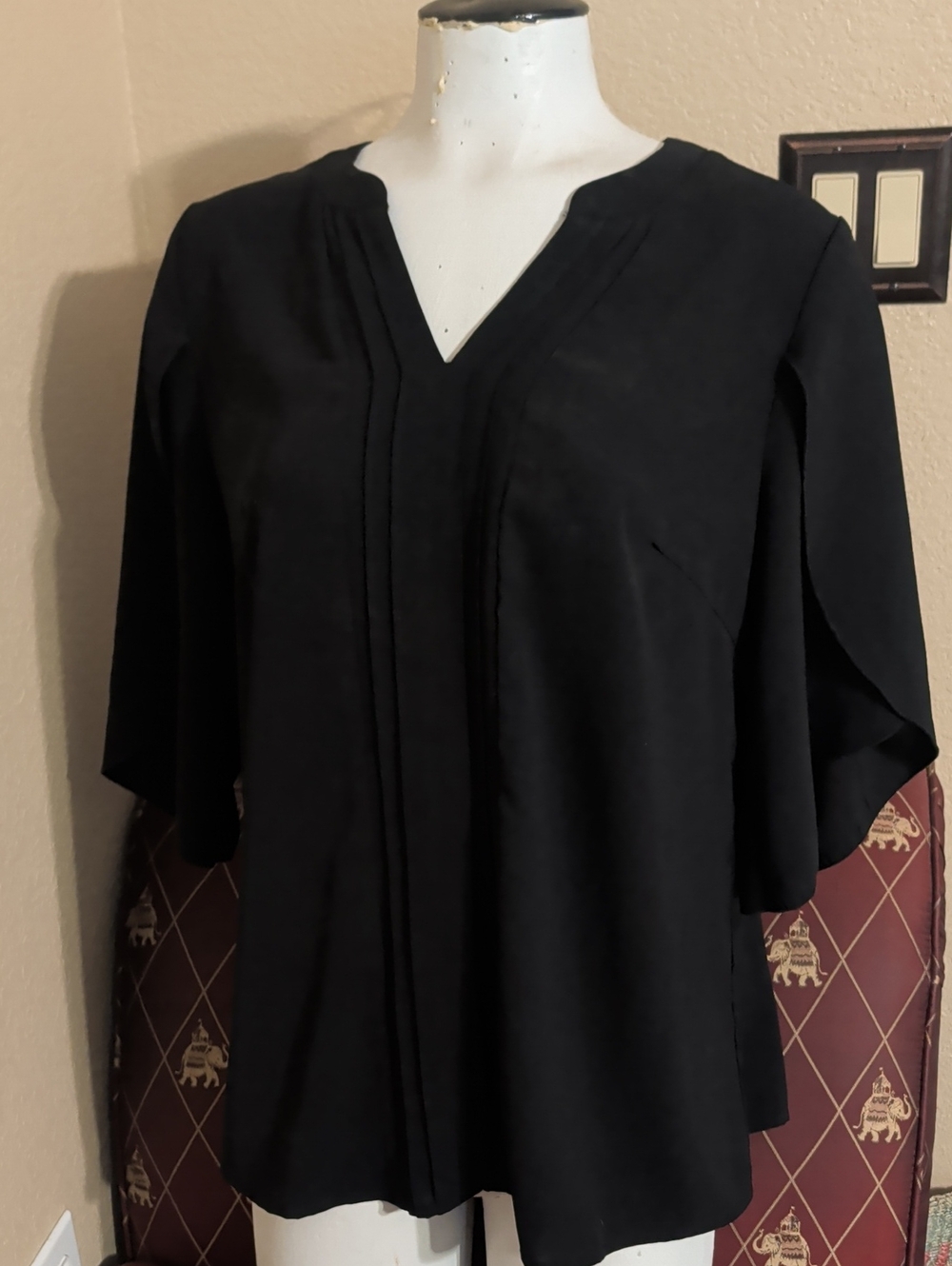 Classic Black V-Neck Women's Top